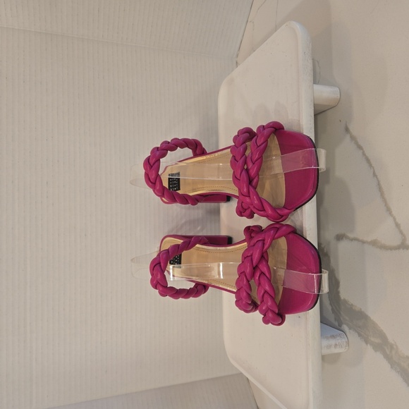 White House Black Market Adalynn Braided Block Heel Mule Sandals Pink Size 8 - Picture 2 of 10